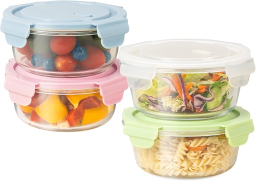 [BRSRE2QYAQCQOHIU] 20oz Food Storage Containers with lids Set, Airtight 2.5 Cup Glass Meal Prep Containers, Heat-Resistant BPA-Free Glass Containers for Soup Leftover, Microwave, Dishwasher Freezer Safe (4 Packs)