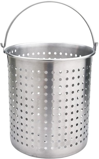 [BRSRMCTQAQARY3TK] Stainless Steel Steamer Basket Deep Fat Fryer Strainer Frying Bucket Accessories Insert Seafood Boil Pot Crawfish Crab Steamer with Carrying Handle for Home Restaurant Kitchen (35CM)