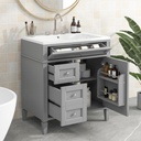 Harper & Bright Designs 30" Bathroom Vanity with Sink, Free Standing Single Basin Vanity Set with 2 Drawers, One Cabinet and a Tip-Out Drawer, Bathroom Cabinet with Ceramic Basin for Bathroom, Grey