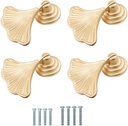 CPELLESSE 4 pcs Ginkgo Cupboard Knobs for Kitchen, Cabinet Drawer Knobs Furniture Bookcase Cabinet Door Handles Creative Decorate Pulls