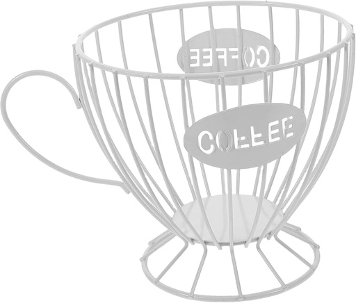 [BRSRAAQ3PMGR6EY3] Cabilock Metal Coffee Pod Holder Organizer Sturdy Iron Storage for Snacks Candy Kitchen Coffee Bar Accessory Versatile Tabletop Container for Home Office White Design