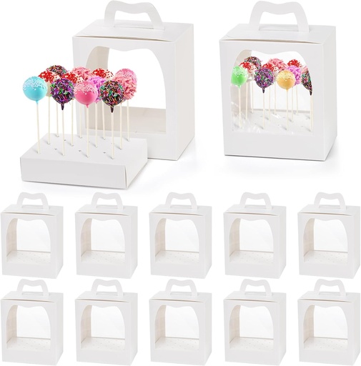 [BRSROGQ6OAIR43LZ] Nicunom 12 Pack Cake Pop Boxes, 18 Holes Cakes Pop Holder Cake Pops Packaging Boxes Gift Cakes Pop Stand Portable Lollipop Display Carriers for Wedding Birthday Baby Shower Party
