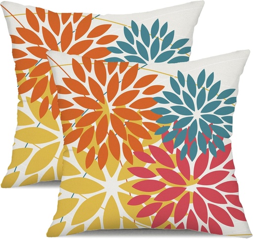 [BRSRAY36CUIBQDLB] DFXSZ Outdoor Pillow Covers 18x18 Inch Set of 2 Orange Yellow Red Flower Decorative Waterproof Fall Summer Outdoor Pillow Covers for Patio Funiture Garden Couch 168G18