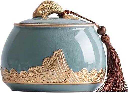 [BRSRAEI7B4OWAHYU] Tea Tins Ceramic Tea Canister Sealed Sugar Jar Empty Cans Household Chinese Storage Jar Cookie Jar Decorations Tea Caddy