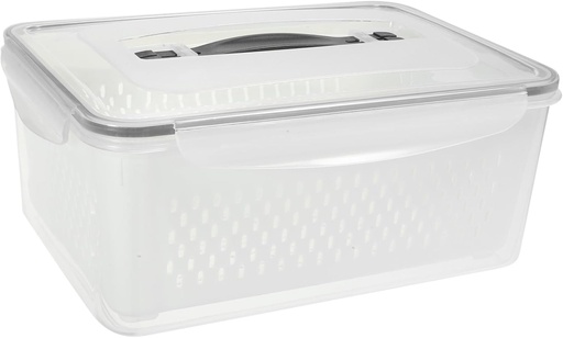 [BRSRAGATPMCGMCDH] Fruit Storage Containers for Fridge Leakproof Food Organizer Removable Draining Basket Stackable Produce Saver for Fruits Vegetables and Snacks Capacity