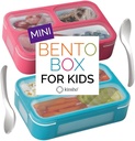 Snack Container - Small Bento Lunch Box for Kids Girls Boys Toddlers | MINI Leak-proof Boxes, Baby Bentobox for Daycare, Portion Containers, BPA-Free Pink and Blue Set of 2