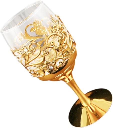 [BRSREZIOBBYWYGTK] Unomor Sturdy Glass Wine Goblet Metal Iron Craft Reusable Drinking Cup for Wine Lovers
