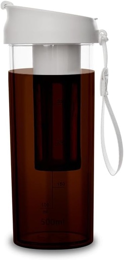 [BRSRAYYPCJYWCELZ] watchget Cold Brew Coffee Maker Travel Tumbler with Soft Silicone Handle Portable Iced Coffee & Tea Infuser with Airtight Lid Cold Brew Travel Cup 17oz/500ml White