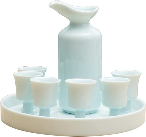 [BRSREYLRPJ6BGALK] Sake Set Japanese Sake Cup Set Traditional Hand Painted Design Porcelain Pottery Ceramic Mugs Handicraft Wine Glasses for Sushi Restaurant-A