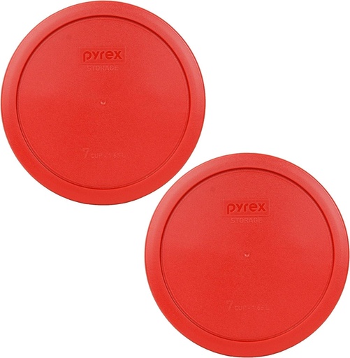 [BRSWGAT3PN5REFDH] Pyrex 7402-PC 6/7 Cup Poppy Red BPA-Free Plastic Lid (2-Pack) - Made in USA