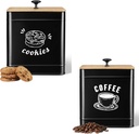 PERFNIQUE Coffee Canister &Cookie Jar Set, Coffee Bean Storage Container with Airtight lids, Cute Cookie Jars for Kitchen Counter Decorative