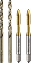uxcell Metric Tap & Drill Bit Set, 2pcs M4 x 0.7 Spiral Point Thread Taps Titanium Coated and 2pcs 3.3mm Twist Drill Bits Roasted Yellow, Screw Tapping Threading Tools