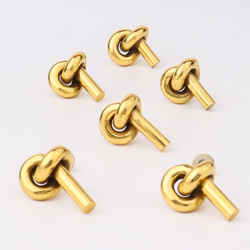 [BRSRACYPOENR6YAV] Indian Shelf 6 Pieces Brass Gold Knot Tie Drawer Knobs for Kitchen Cabinet Hardware Nursery Door Decorative Kids Dresser Knobs Pulls Premium Vintage
