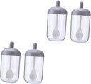 Ciieeo 4pcs Food Storage Containers Lids Plastic Condiment Spice Holder Jar Spoon and Cover