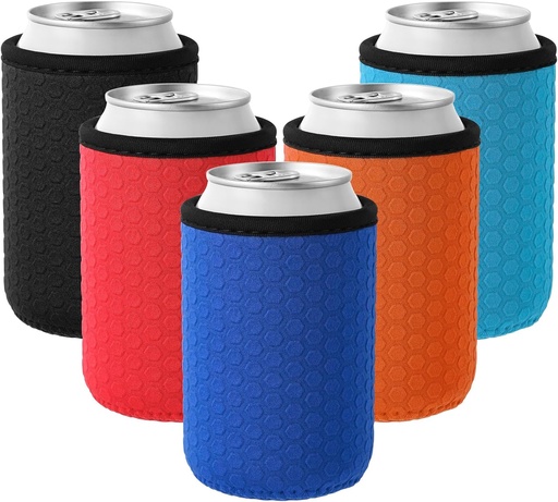 [BRSRAGQRAAIAYFLD] 5 Pcs Insulated 12oz Can Sleeve, Reusable Can Cooler Sleeves, Non-slip Neoprene Beer Bottle Cover Holder for 12oz Standard Can Soda and Beer (Colorful1)