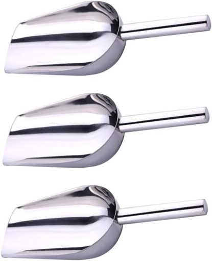 [BRSREFDQBEFAAFI3] GLEAVI 3Pcs Stainless Steel Ice Scoops Flour Scoopers for Freezer Multi Purpose Tools for Ice Candy Grains and Pet Food Smooth Touch Comfortable Grip