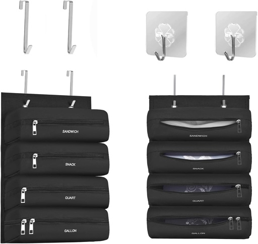 [BRSRMYYEOEIGCF3A] Zipper Bag Organizer Compatible with Gallon, Quart, Sandwich & Snack Food Storage Bag, Kitchen Plastic Bag Storage Organizer for Kitchen RV Camper