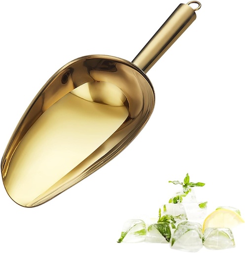 [BRSREAD4A4AQYFL2] Stainless Steel Ice Scoop 8OZ Small Food Candy Scoop for Kitchen Bar Party Wedding Metal Ice Scooper for Ice Bucket Gold