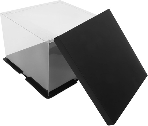 [BRSRAGL3BVYQKD33] TOPPERFUN Elegant Black Plastic Cake Packaging Case Display Storage Box Display Case
