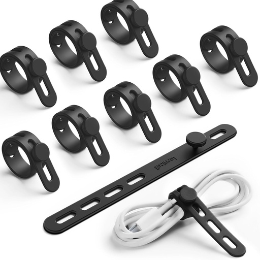 [BRSRAZQQCQGRQCL7] 10Pack Silicone Cable Ties Cord Organizer Wrap - Lamicall Durable Reusable Wire Management with Lock Buckle, Elastic Charger Cable Strap Ties, Electrical Cord Keeper for Travel, Home Accessories