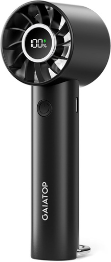[BRSROAD5OR6AEHT4] Gaiatop Portable Mini Fan, 3 Speed Handheld Fans with Power Display Flashlight, USB Rechargeable Battery, Lightweight Personal Cooling for Women Men Indoor Outdoor Travel Black