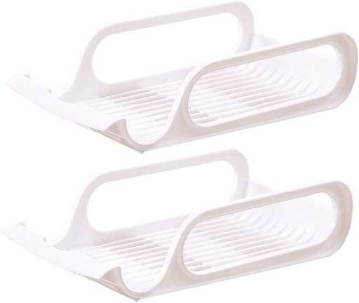 [BRSRAGA7AUCA2ALA] 2pcs Stackable Refrigerator Drink Storage Rack Cold Beverage Organizer for Beer Soda and Cans for Kitchen Dining and Bar Use Space-saving Design White