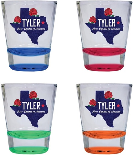 [BRSREFD6OYBBYA3X] R and R Imports Tyler Texas Rose Capital of America Design Souvenir 2 oz Shot Glass Round 4-Pack Multicolor