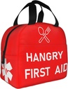 Hangry First Aid Insulated Lunch Bag Portable Reusable Lunch Box Medical Theme Thermal Cooler Tote Bag With Pockets For Nurses & Doctors Women Men Gift