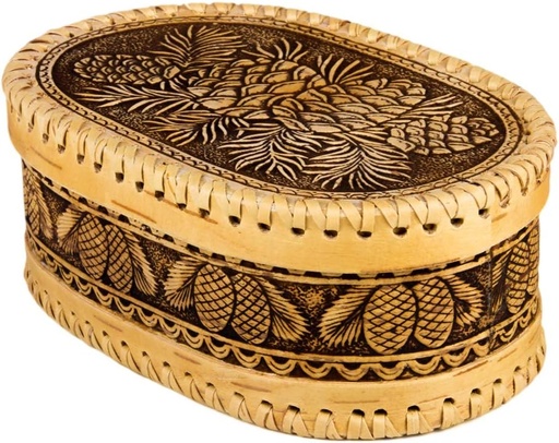 [BRSWGAI6OJ7A2AAV] Bread Container Bread and Salt Design Birch Bark Box Birch Container Wooden Keeper (7.9x4.9x3.3)