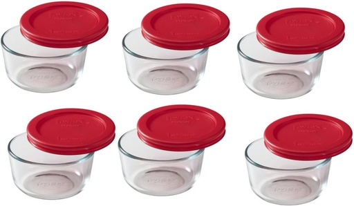 [BRSWIBL2CAEGO3TA] Pyrex 1-cup Storage Containers (Pack of 6) - Total 12-Piece Value Pack