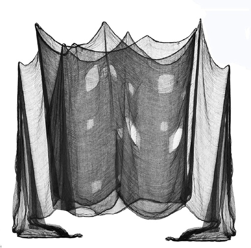 [BRSWYFQPBYAQICAZ] (48 x 240 in.) Halloween Creepy Cloth, Spooky Giant Cheese Cloth Tapestry for Halloween Party Supplies Decorations Outdoor Yard Home Wall Decor, Black