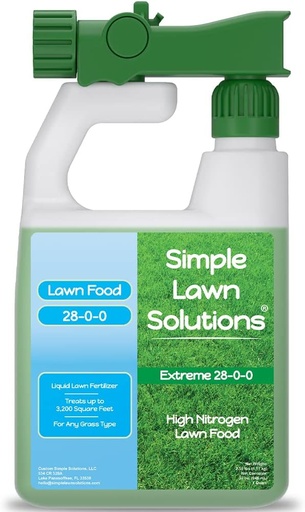 [BRSWECTQDFYBSCD7] Maximum Green & Growth Fertilizer High Nitrogen 28-0-0 Liquid Lawn Food Spray Spring & Summer- Any Grass Type- Simple Lawn Solutions - Concentrated Quick & Slow Release Attached Sprayer (32 Ounce)