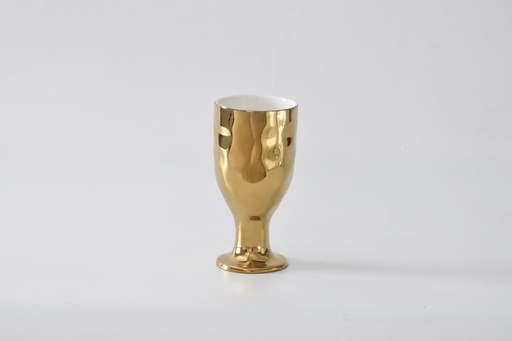 [BRSRO2YKBYCWGDTO] Pampa Bay Porcelain Wine Goblet, 12 oz., Gold Finished Metallic Exterior, Oven and Dishwasher Safe