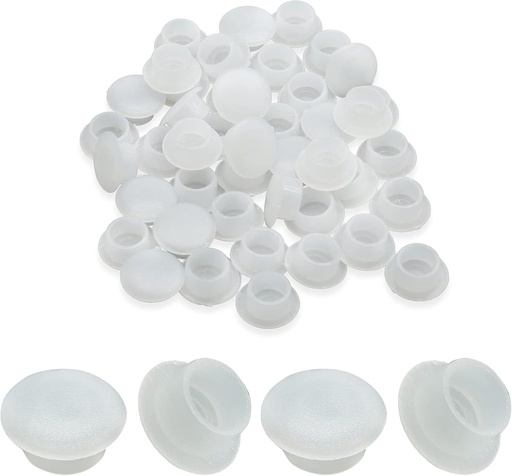 [BRSW223RDMBWCH3V] 100PCS 10mm (3/8") White Plastic Plugs Hole Plugs Plastic Flush Type Hole Plugs Snap in Locking Hole Tube for Holes Cabinet Hole Plugs (White)