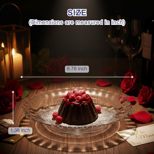 [BRSRAAQCBAGQGGQV] Set of 6 Round Clear Glass Plate, 8.78 Inch Vintage Embossed Dinnerware, Elegant Glass Dinnerware for Family Meals, Microwave and Dishwasher Safe, Perfect for Dining and Entertaining