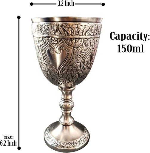 [BRSREYIDCADR6CIZ] Wine Goblet Vintage Chalice Roman King Arthur Wine Cup Renaissance Medieval Drinking Goblet Unique Gift (150 ml) (Pewter Antique)