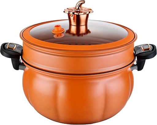 [BRSROY35CEHGAHL4] Micro Pressure Cooker Maifan Stone Soup Pot Pumpkin Shaped Non-Stick Pot 8L Multi-Function Micro Pressure Cooking Pot Gas Stove/Open Fire Induction Cooker Universal Stew Pot with Steamer