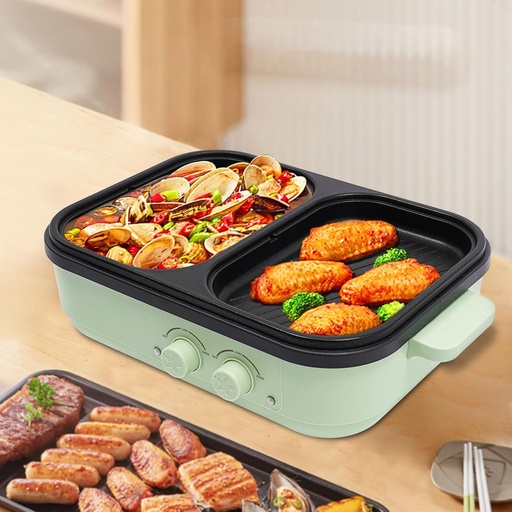 [BRSRAAIPCEPAKYLU] 29.53 in Electric Hot Pot With Grill Area, Multi-Purpose Hot Pot, 2-In-1 Electric Hot Pot, For Family, Family Gatherings, Friends Gatherings