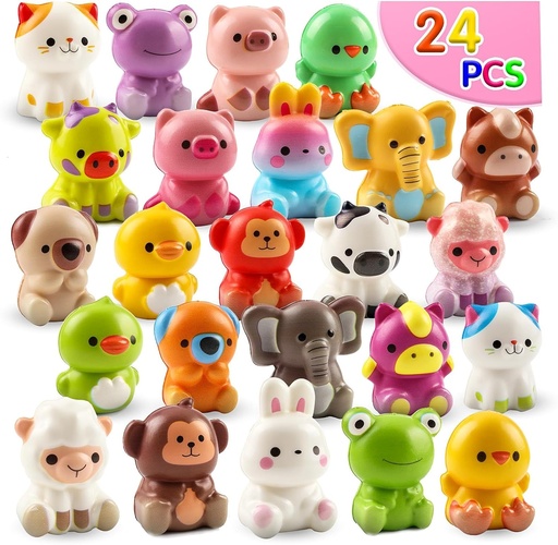 [BRSROAIRBMDRAFLU] Party Favors for Kids 24PCS Animal Squishy Toys,Valentines Day Gifts for Kids,Pinata Stuffers,Birthday Gifts for Boys & Girls,Treasure Chest Prizes,Classroom Prizes