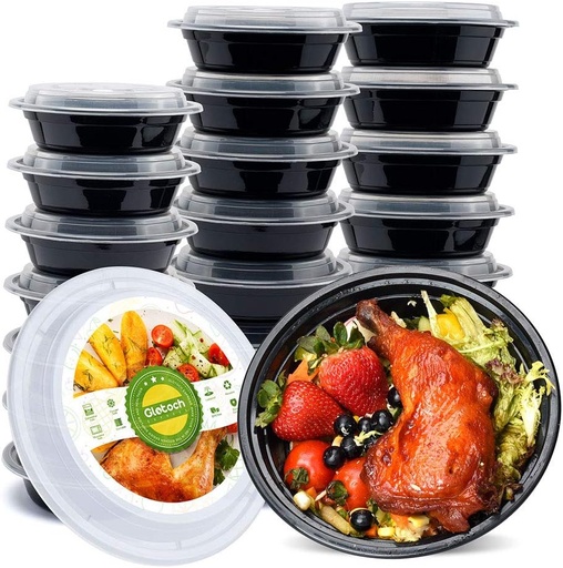 [BRSWKHQBOZ5REDAZ] Glotoch Meal Prep Container, 50 Pack 24 OZ To Go Containers，Round Plastic Food Storage Containers Set with Lids - Microwave, Freezer & Dishwasher Safe，Eco-Friendly, BPA-Free, Durable & Stackable