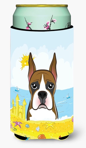 [BRSWKFYLOYFROHD2] Caroline's Treasures BB2091TBC Boxer Summer Beach Tall Boy Hugger Can Cooler Sleeve Hugger Machine Washable Drink Sleeve Hugger Collapsible Insulator Beverage Insulated Holder