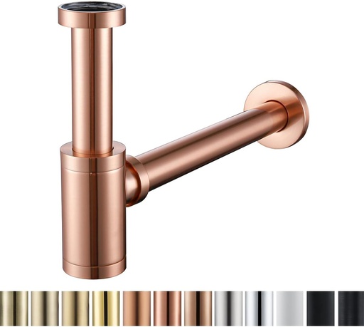 [BRSW2HAZBN7BGFAZ] RANDOM Brass Contemporary Round Bottle P Trap 1 1/4 Basin Sink Waste Drain P Trap Kit, Copper Satin, Also Red Antique Copper（Brushed Rose Gold）