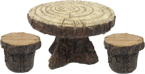 [BRSWGZYDCV6RGELB] Pacific Giftware Enchanted Garden Tree Stump Table and Chairs Set Mini Fairy Garden Decorative Accessory 3pc Set
