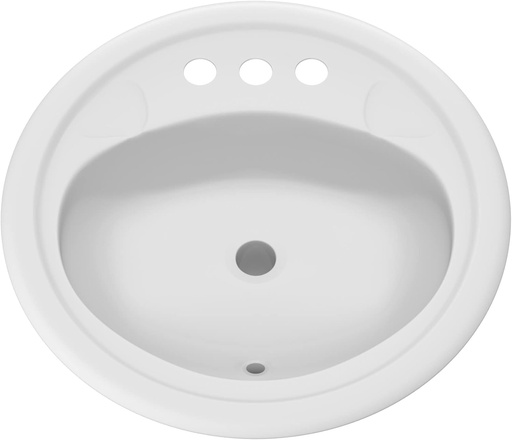 [BRSW2AYFB4FGOCI2] PROFLO PFS194R Getchell 19" Circular Enameled Steel Drop In Bathroom Sink with Overflow and 3 Faucet Holes at 4" Centers - White
