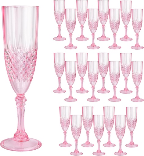 [BRSREZT5ORYRU3AZ] 24 Pcs Pink Plastic Champagne Flutes,Pink Champagne Glasses Bulk, Made of Durable Plastic Material Can be Used for Weddings, Everyday Fun Parties and More!