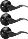 KNOBWELL 3 Pack Black Dummy Door Handle Closet Door Knobs, Non-Functioning Matte Black Interior Door Handles, Right Handing Doors (No Lock/Latch)