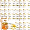 Mini Glass Honey jars with Lids-1.5oz,48 pack Honey Jars,Small Honey Jar with Dipper,Thank You Tags,Jutes Rope,Empty Glass Jars for Jams,Baby Shower, Wedding Favors, Party Favors