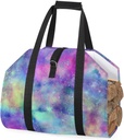 Bright Night Sky Galaxy Pattern - Waxed Canvas Firewood Carrier Log, Waterproof Large Capacity Canvas Wood Carrying Bag with Top Handle, Fireplace Wood Stove Accessories