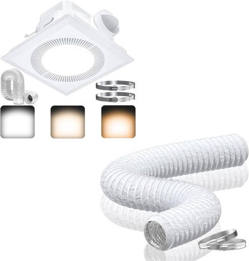 [BRSREGQLOIORYFDF] Hon&Guan Bathroom Exhaust Fan with Light, and Soffit Vents 4 Inch, Round Vent Cover