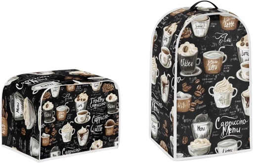 [BRSRAADRDMFQKAL3] doginthehole Blender Cover and Toaster Cover 2 Slice Coffee Print Small Appliance Dust Covers Sets Food Processor Dust Cover Kitchen Bakeware Protector Bread Maker Machine Dust Cover